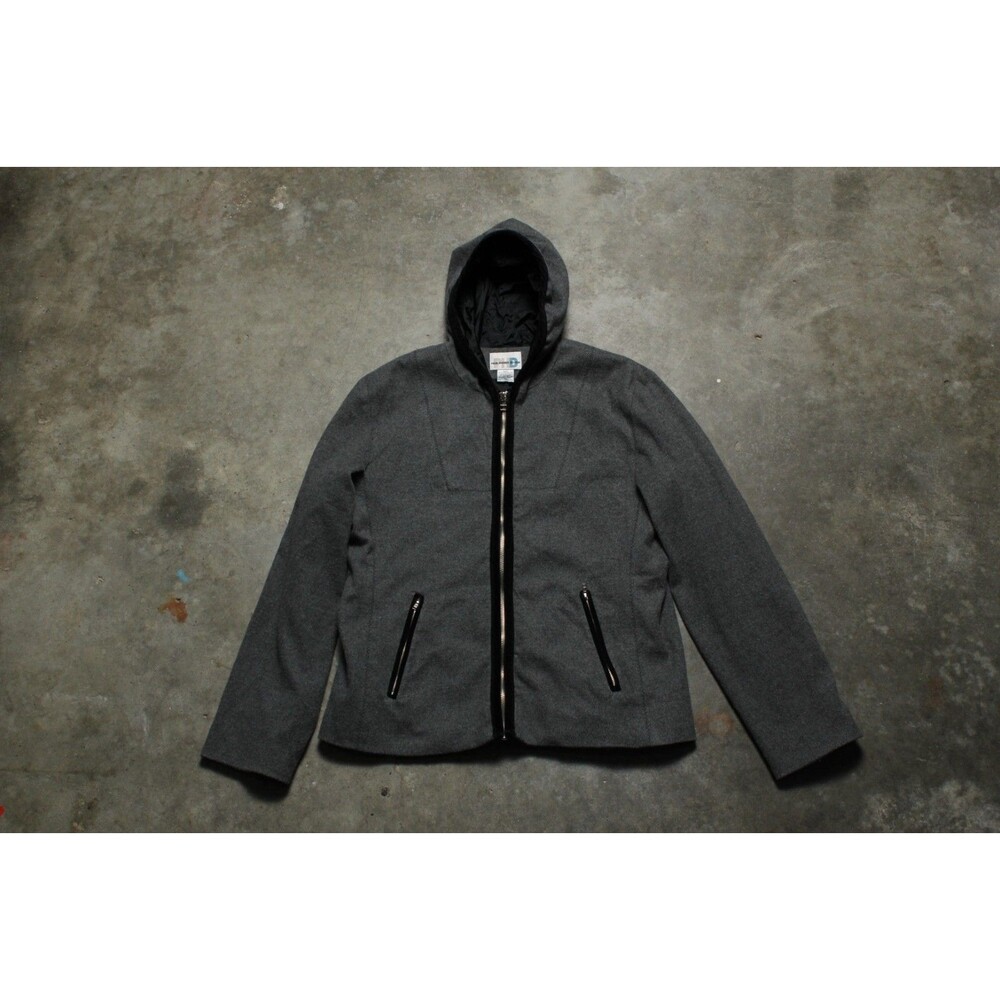 Vintage 90s Paul Harris Design Velvet Trim Hooded Jacket - Medium